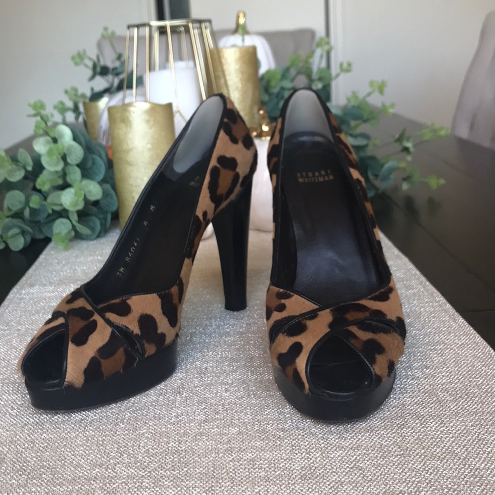 Stuart Weitzman Leopard Print Platform Heel